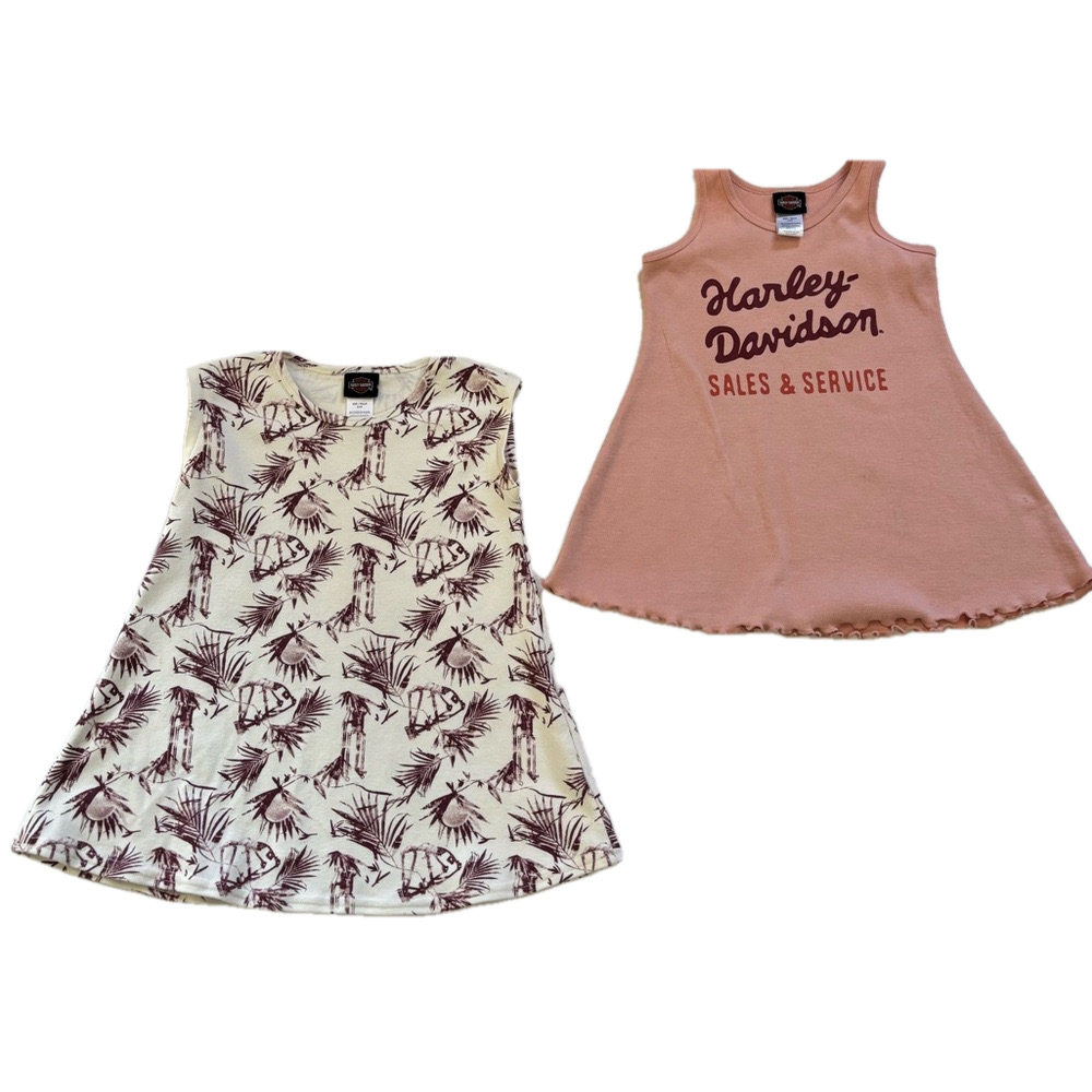 Harley Davidson 2 Pack Girls Pink Dress and Palm Print Dress